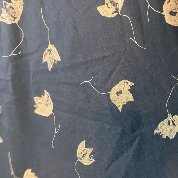 Vintage Finity Naturals Silk Blend Black Floral Leaf Print Midi Skirt Women’s 12 - Picture 5 of 7